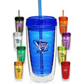 Econo 16 Oz. Double Wall Tumbler With Lid And Straw